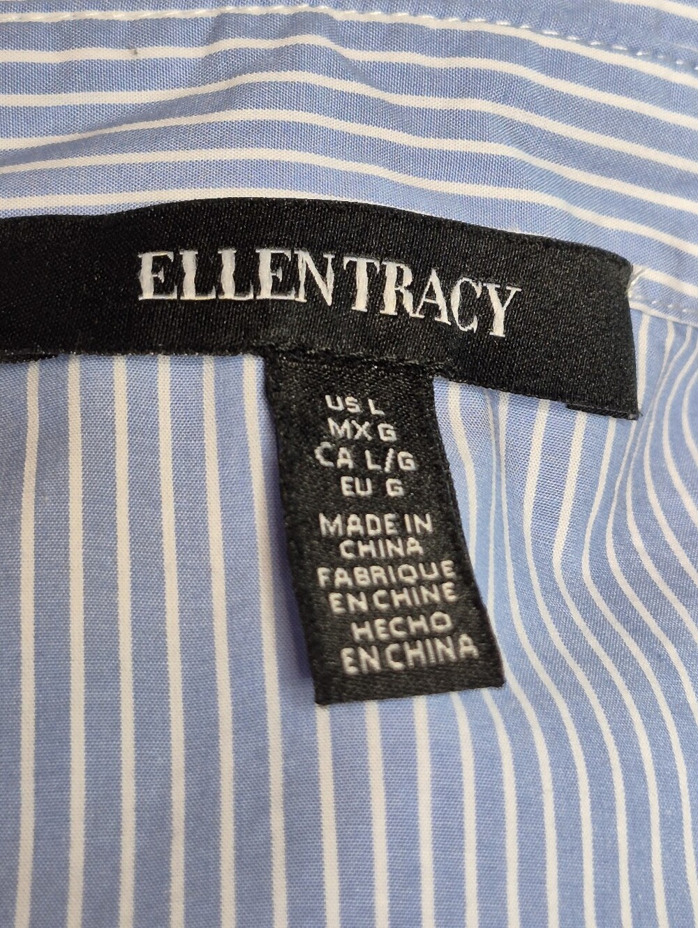 Ellen Tracy 100% Cotton Pinstripe Eyelet Button Front Maxi Dress L - Picture 10 of 11